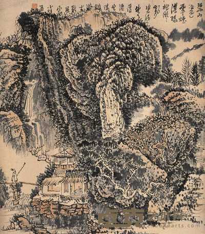 黄秋园 古溪深处小桥通 立轴 69×60.5cm
